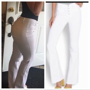 Justfab high waisted button front white jeans